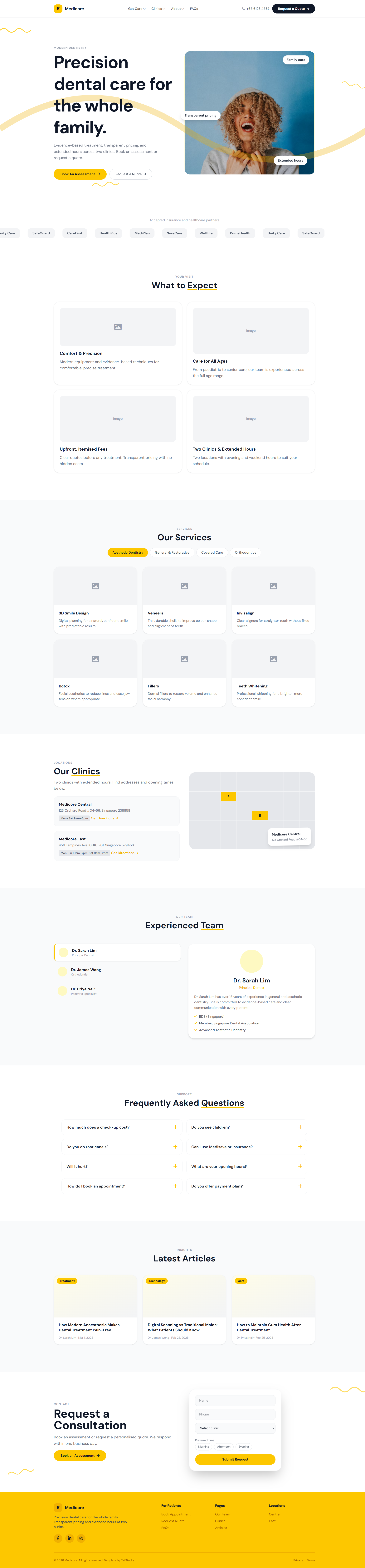 Medicore — Free Dental & Clinic Landing Template